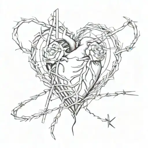 A Heart Broken And Stitched Together With Barbed Wire