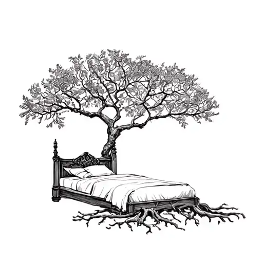 Wedding Bed Inside Olive Tree With Roots
