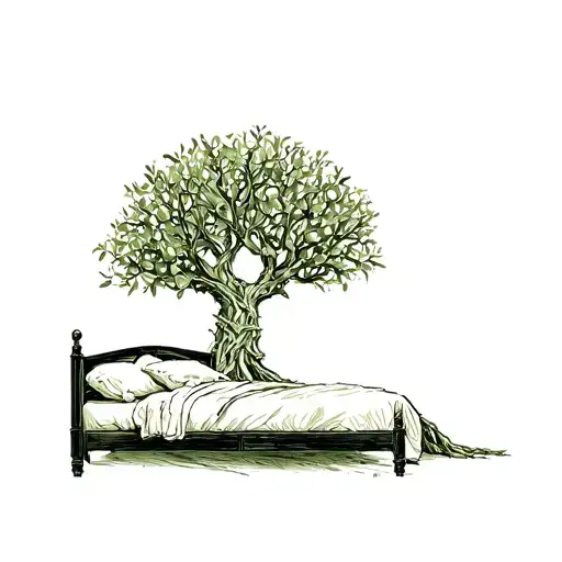 Wedding Bed Inside Olive Tree With Roots