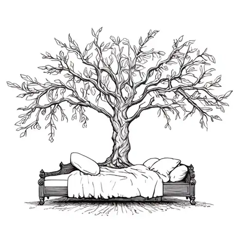 Wedding Bed Inside Olive Tree With Roots