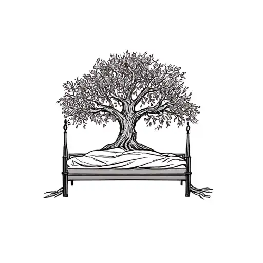 Wedding Bed Inside Olive Tree With Roots