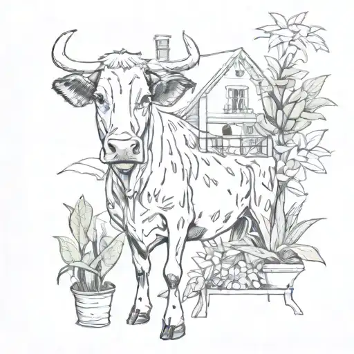 Cow And House Plants