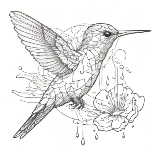 Hummingbird With Blood Drop Falling From One