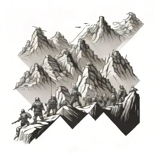 A Group Of Fighters Conquering A Mountain As If It Was A Batle Against The Mountai