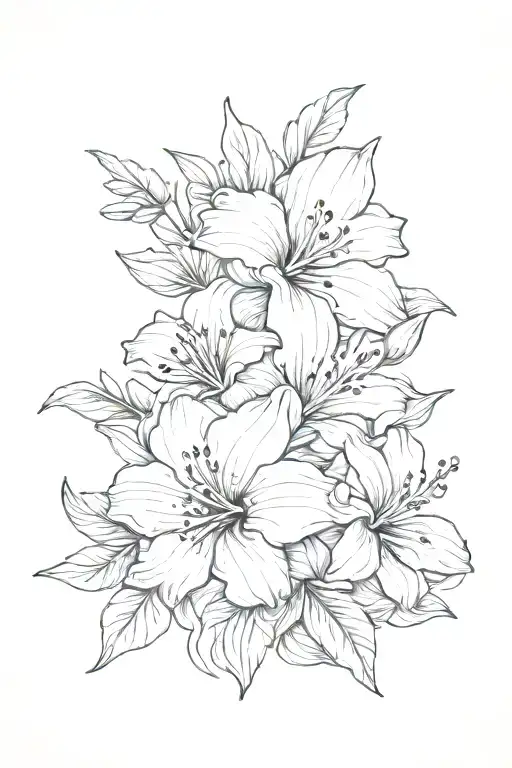 Lily And Hibiscus Flower Shoulder Tattoo Design