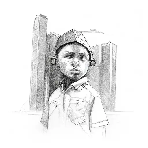 A Gangsta Kid And Behind Of Him A City With Skyscanners