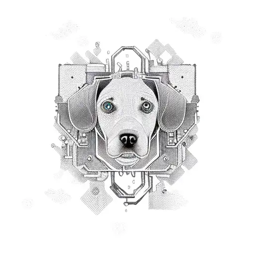 An Intricate Circuit Board Design With A Dog Silhouette