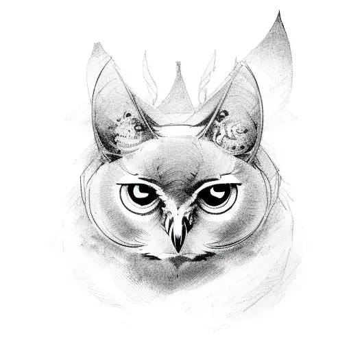 A Black Cat And Black Owl And A Raven And A Bat