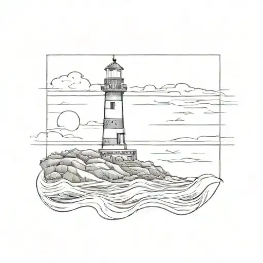 A Rectangle With In The Rectangle The Sea A Lighthouse And A Boat