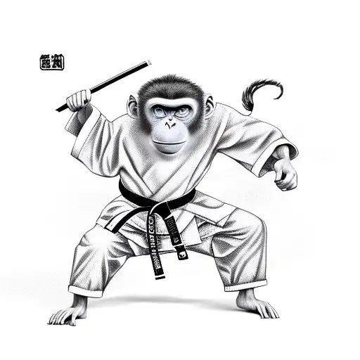Silly Monkey On A Karate Kimono Fighting