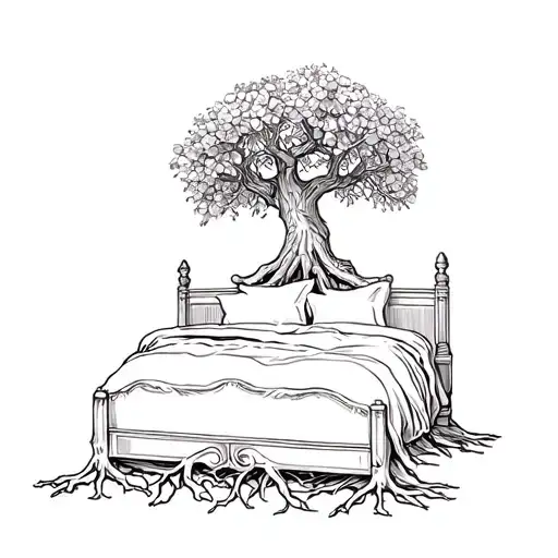 Wedding Bed In Big Olive Tree With Roots