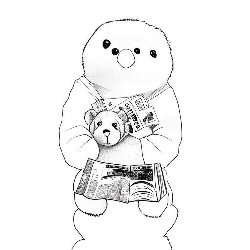 A Stuffed Animal Holding A Magazine