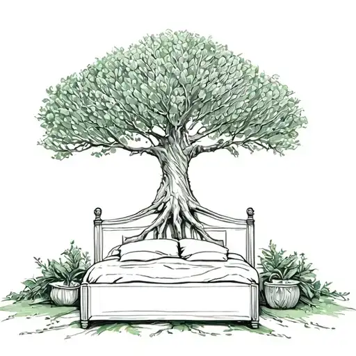 Wedding Bed In Large Olive Tree With Roots