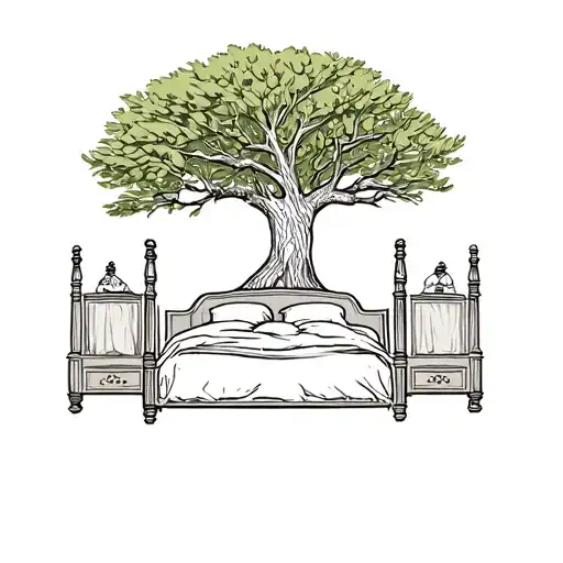 Wedding Bed In Large Olive Tree With Roots