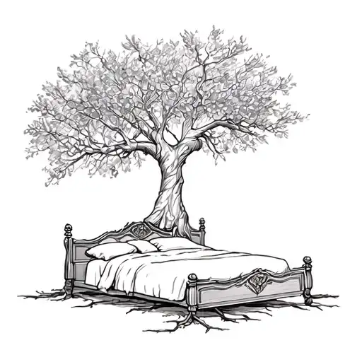 Wedding Bed In Large Grand Olive Tree With Roots