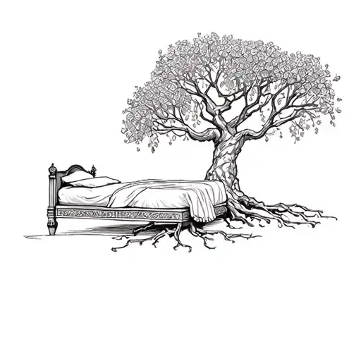 Wedding Bed In Large Grand Olive Tree With Roots