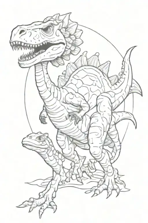 Dinosaur And Alien And Mushroom And Space Theme