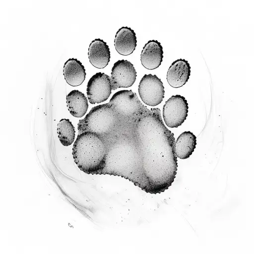 Dog Paw Print With The Word Pups Overlaying