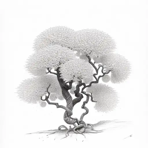 Vine Of Pink Flowers Going Up The Trunk Of A Tree