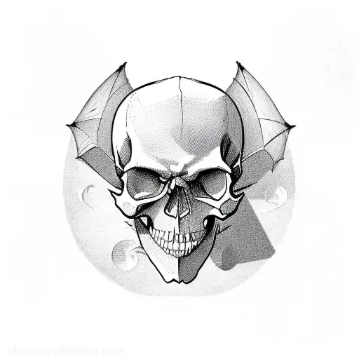 Skull With Bats Around It