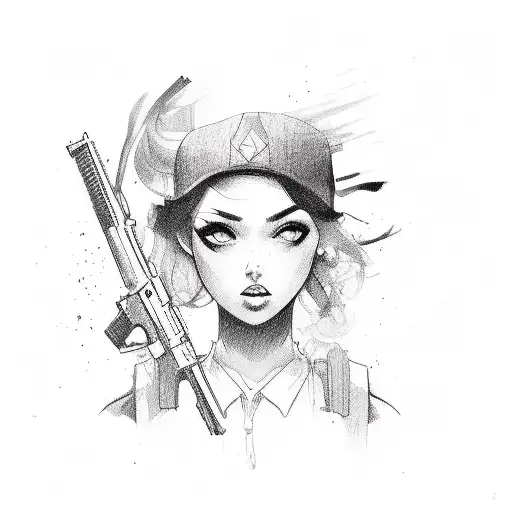 Gangster Girl Holding Guns