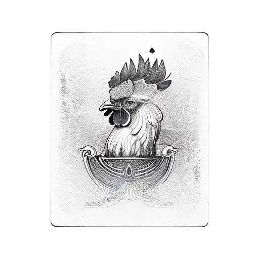 Rooster With Deck Of Spades Cards