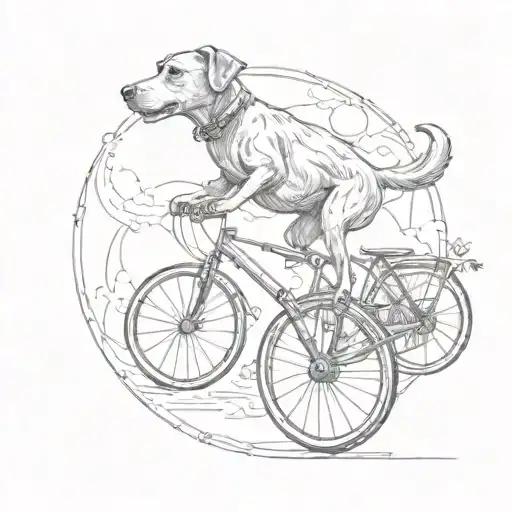 Dog Riding A Bicycle Wheel