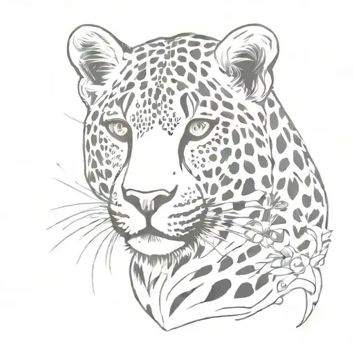 Leopard Portrait With A Psychology Symbol Integrated Into The Background