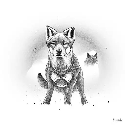 Labrador With Fog And A Fox In The Background