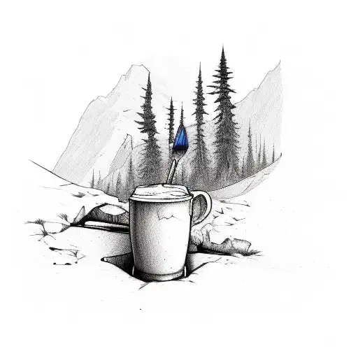 A Paintbrush Transforming Into A Hiking Trail With A Coffee Cup At The End