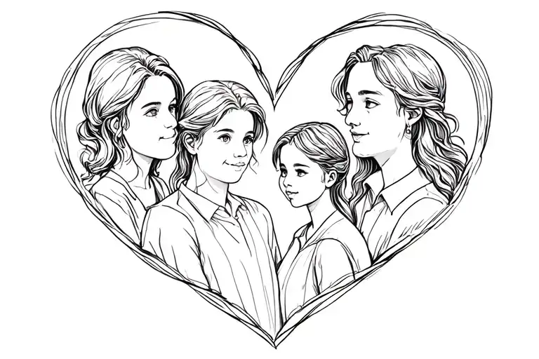 Family And Love Heart Made