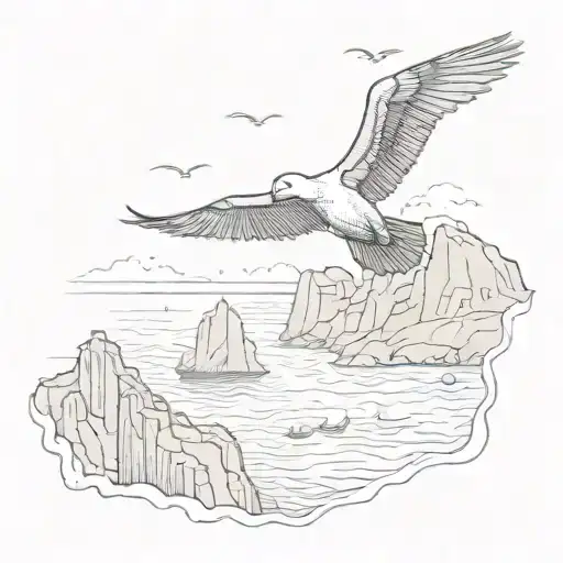 A Dodo Flying Over The Ocean In Front Of The Cliffs Of Etretat