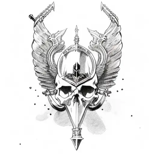 Skull With Valkyrie Sword