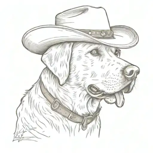 White Labrador With Cowboy Hat