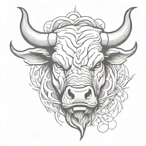 Bull Head Front View Angry