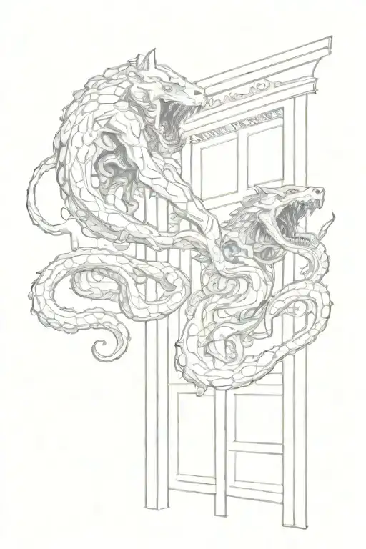 Open Elevator With Wolf Fighting Octopus