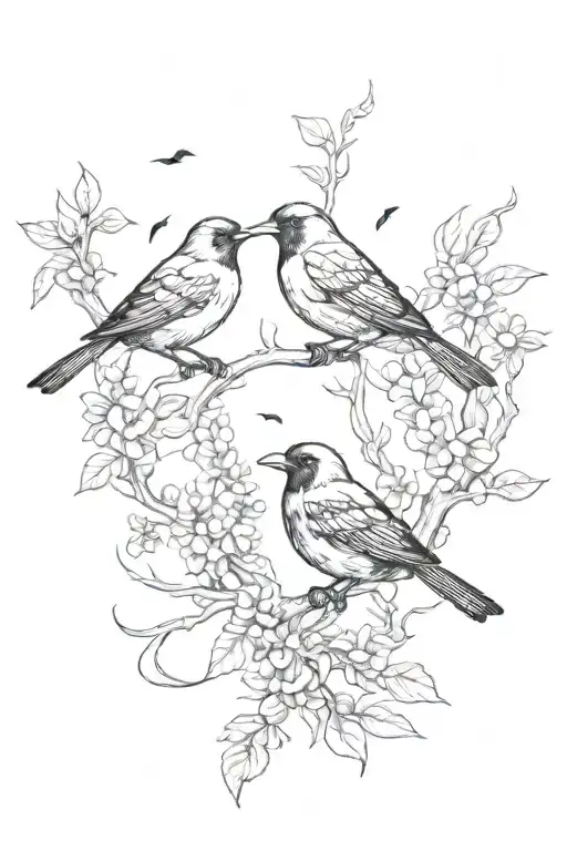 Black Birds And Nature Representing