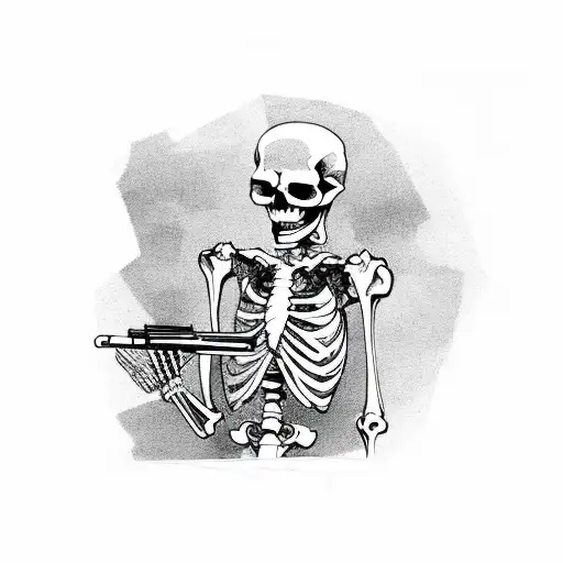 Skeleton Holding Gun