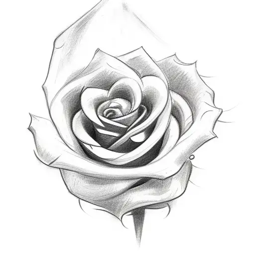 A Sketch-style Tattoo Of A Rosebud With The Stem Forming The Word 'Papa'
