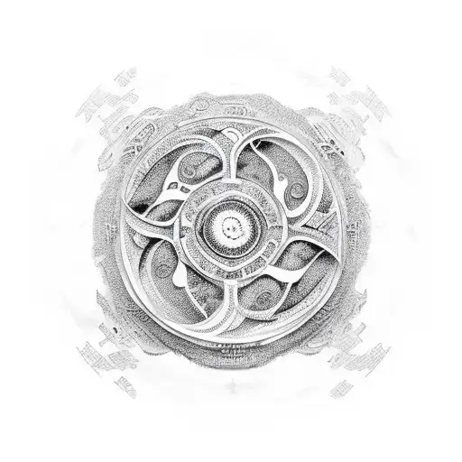 An Intricate Yin And Yang Symbol Featuring Popular Anime Characters