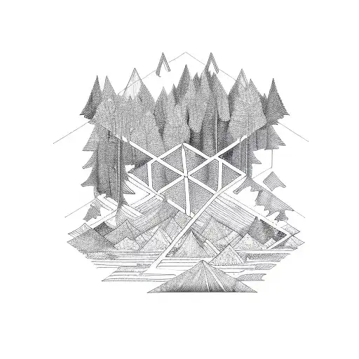 Inverted Triangle With Forest And Zig Zag Road