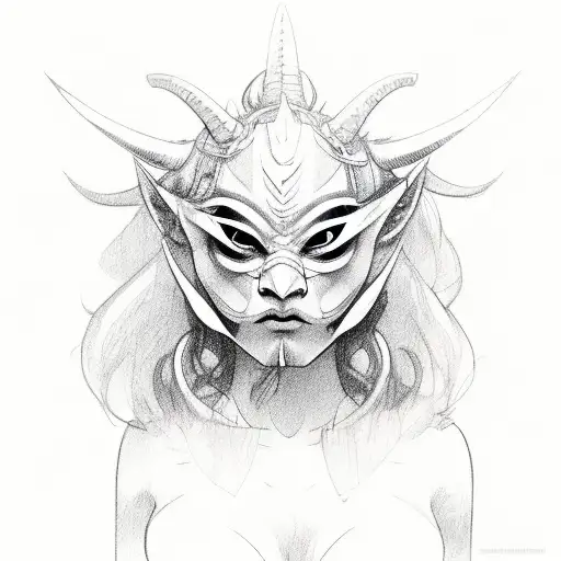 Oni Mask Broken On Girl Face
