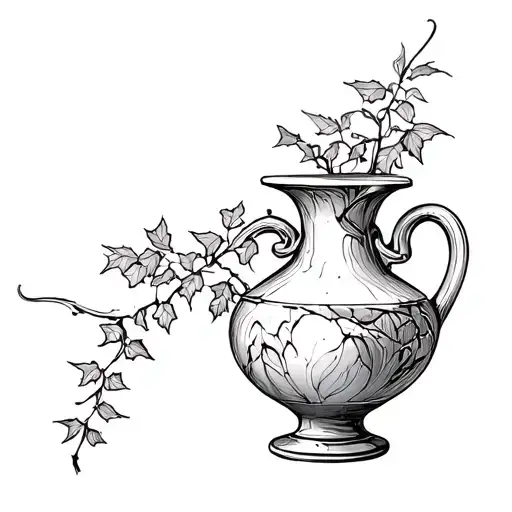 Broken Vase With Ivy Plant