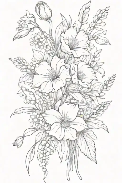 Poppy And Daisy And Gladiolus And Lily Of The Valley Flower Bouquet