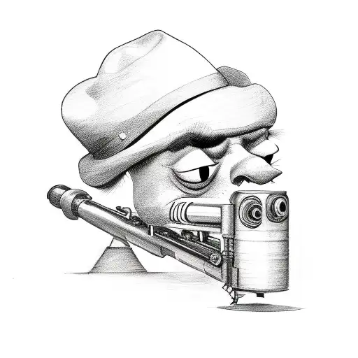 Gangster Caricature Gun Smoke