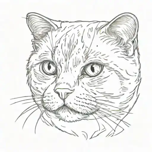 Scottish Fold Cat Shows Little Tongue