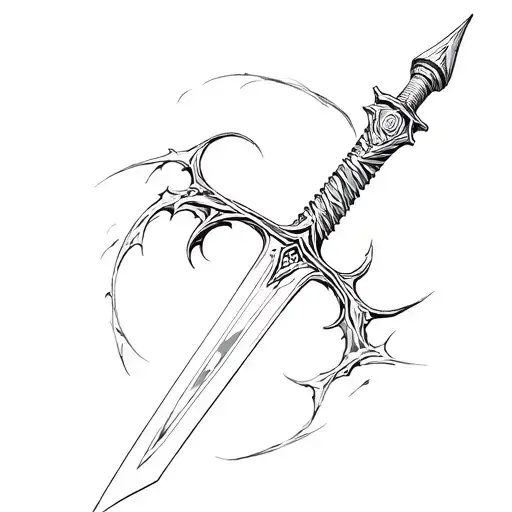 Cyber Sigilism Style Sword With Massive Outlines