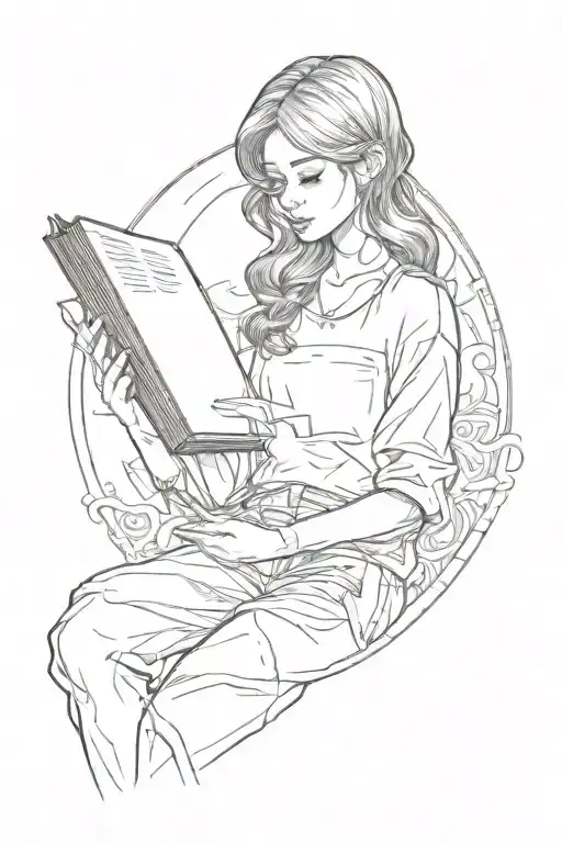 Girl Book Open In Front