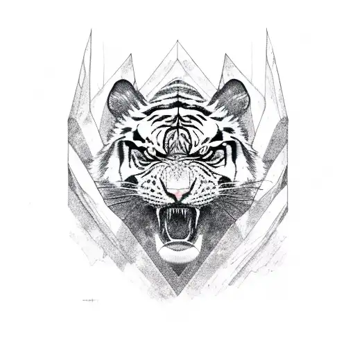 A Sabretooth Tiger Emerging From A Mountain Range