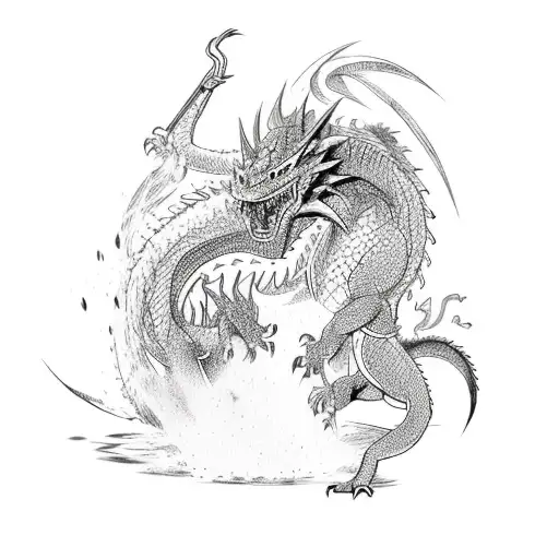 A Samurai Fights A Dragon